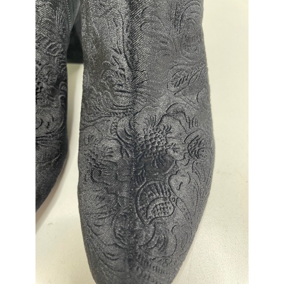 Unisa Black Velvet Floral Emboss Ankle Boots Block Heel Romantic Dark Witchy 8.5 - Picture 4 of 13